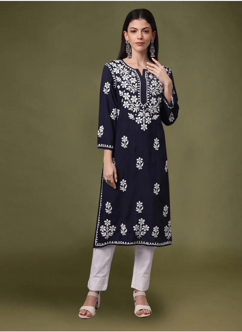 Alaya Hand Embroidered Chikankari Modal Kurta- AL4013