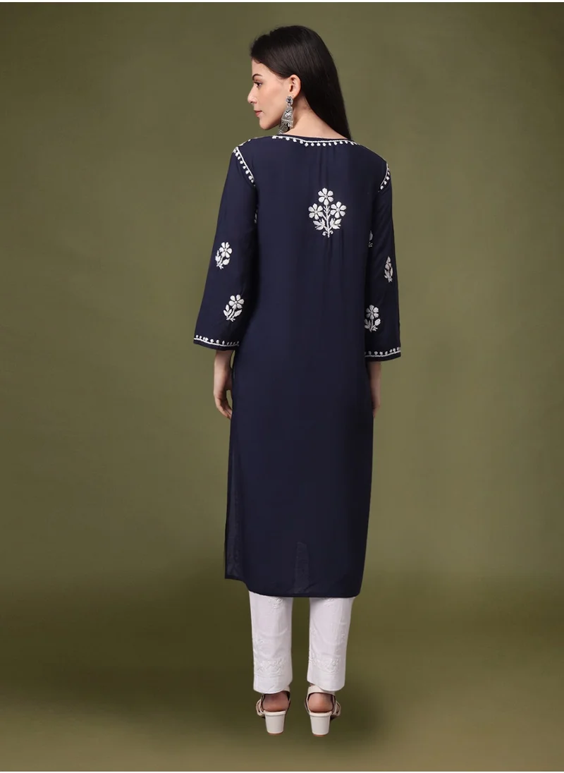Alaya Hand Embroidered Chikankari Modal Kurta- AL4013