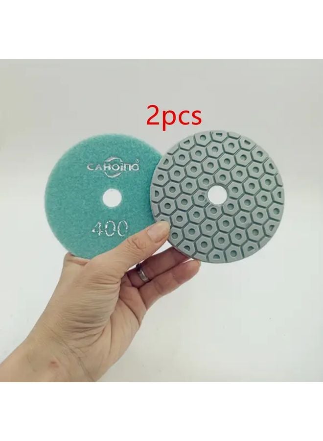 2PCS 4 Inch Hexagonal Diamond Wet Polishing Pads 400 Grit For Marble Granite - Image 1