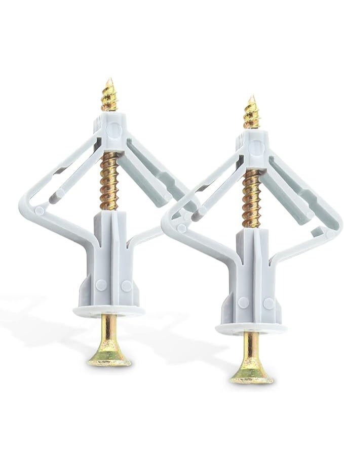 Piutouyar 50 Pcs Drywall Anchors Kit Butterfly Anchors Hollow Wall Anchors Heavy Duty Dry Wall Mount Anchors Plastic Anchors with Screws for Curtain Plasterboard, 50pcs Anchor+50pcs Screws - Image 3