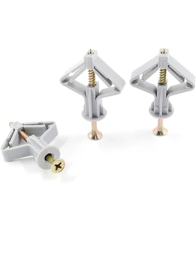 Piutouyar 50 Pcs Drywall Anchors Kit Butterfly Anchors Hollow Wall Anchors Heavy Duty Dry Wall Mount Anchors Plastic Anchors with Screws for Curtain Plasterboard, 50pcs Anchor+50pcs Screws - Image 1