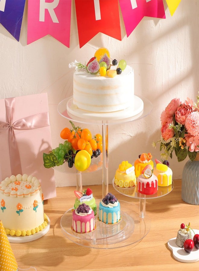 Yiyiring Tiered Cupcake Display Stand Rotatable Cake and Cupcake Tower Stand Combo Clear Acrylic Cake Holder with Tiered Tray for Dessert Pastry Birthday Wedding Party Table(4 Tire and Round) - Image 2