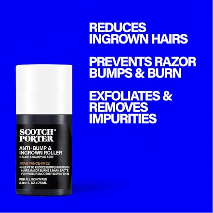 Scotch Porter Anti-Bump & Ingrown Roller for Men – Treats Razor Bumps & Ingrown Hairs with Aloe Vera & Salicylic Acid – For Smooth, Balanced Skin – 3.04 oz. - Image 3