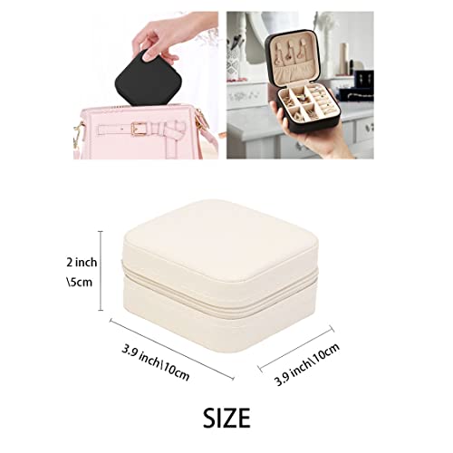 ZPROW Travel Jewelry Case, Mini Portable Jewelry Travel Boxes, Small Jewelry Organizer for Rings, Earrings, Pendants, Watches, Necklaces, Lipsticks Organizer Storage Holder Case (White) - Image 3
