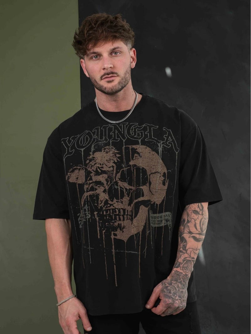 Youngla Men'S Oversized T-Shirt Cotton Crew Neck Loose Short Sleeve Gym Sports Fitness T-Shirt 240G Cotton - Image 2