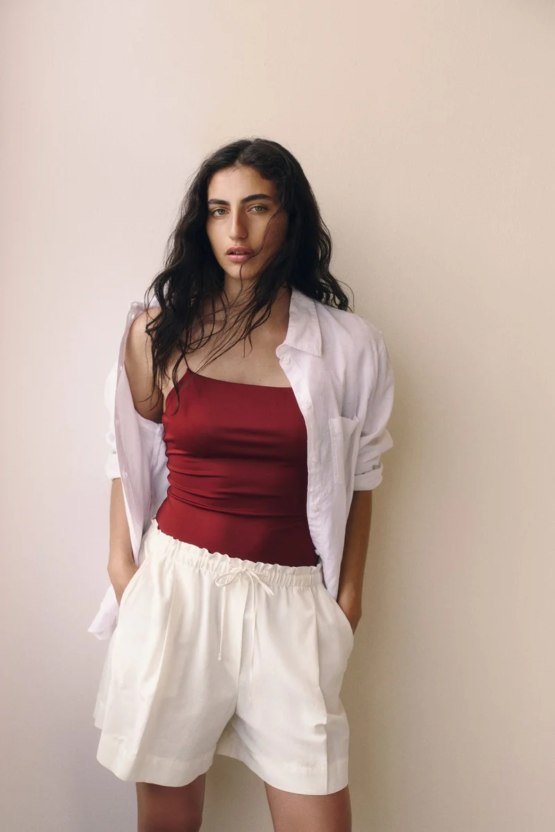 H&M Linen-blend drawstring shorts