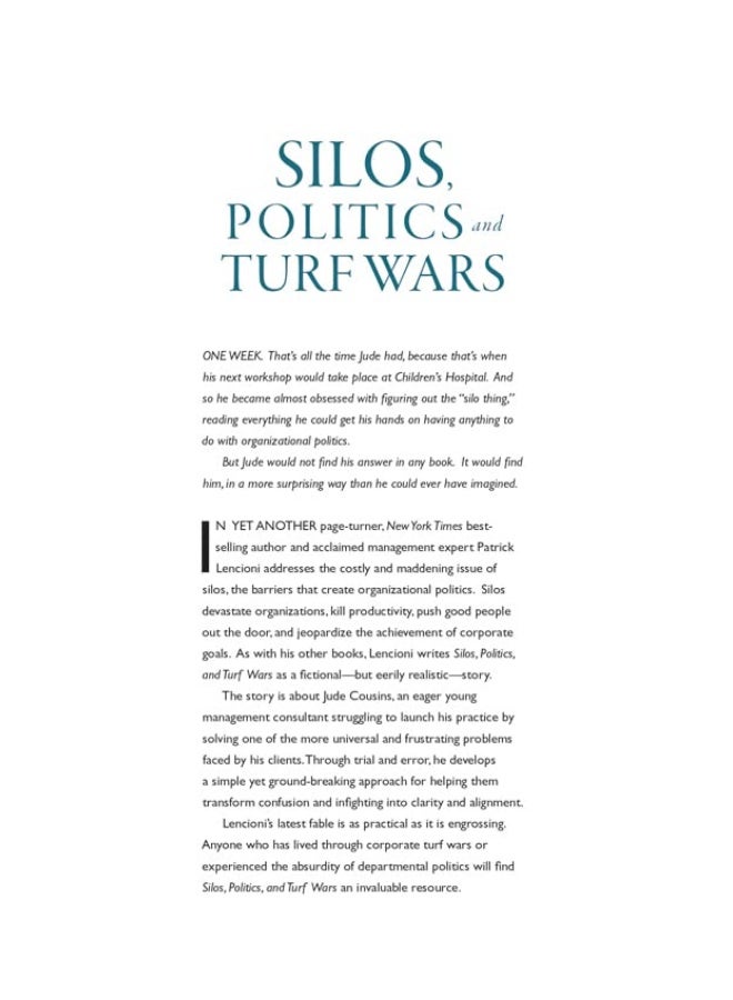 Silos, Politics and Turf Wars: A Leadership Fable About Destroying the Barriers That Turn Colleagues Into Competitors - Image 4