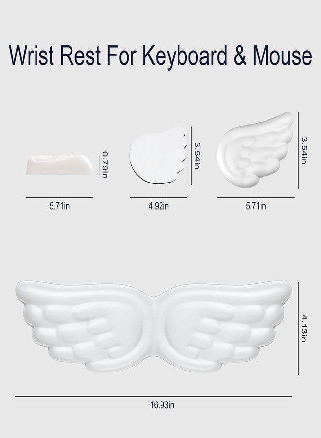 REDVOIU Angel Wing Wrist Rest,Cute Wrist Rest for Keyboard and Mouse,Hand Rests Set Include Ergonomic Keyboard & Mouse Hand Rest and Coaster,Filled Resilient Memory Foam,for Work,Study,Gaming (White) - Image 2