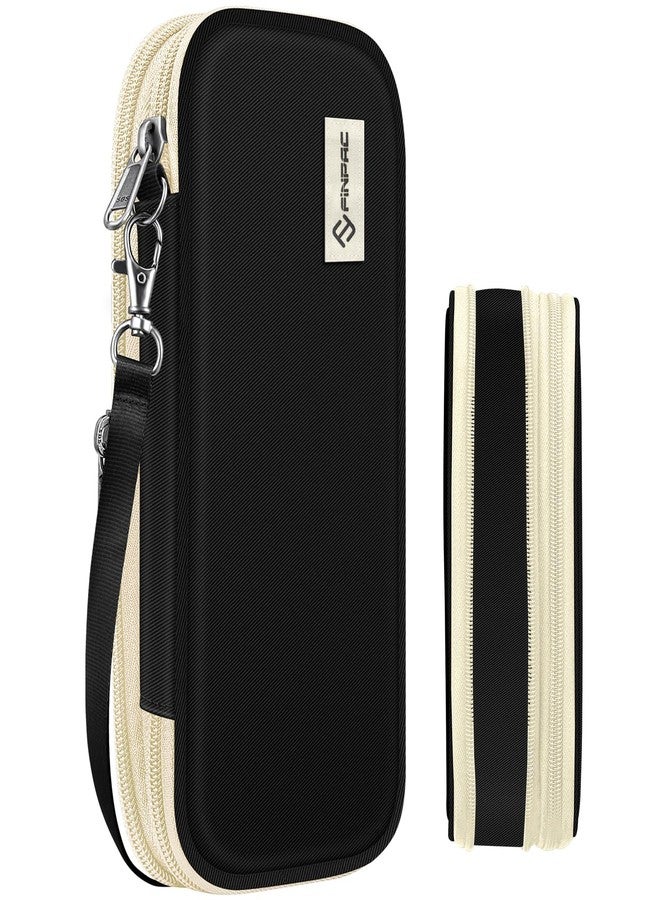 FINPAC Expandable Pencil Case, Large Capacity Pencil Box, Pen & Marker Storage Pouch Stationery Organizer for Men Women Outdoors, Pen Bag Office Supply (Beige and Black) - Image 1