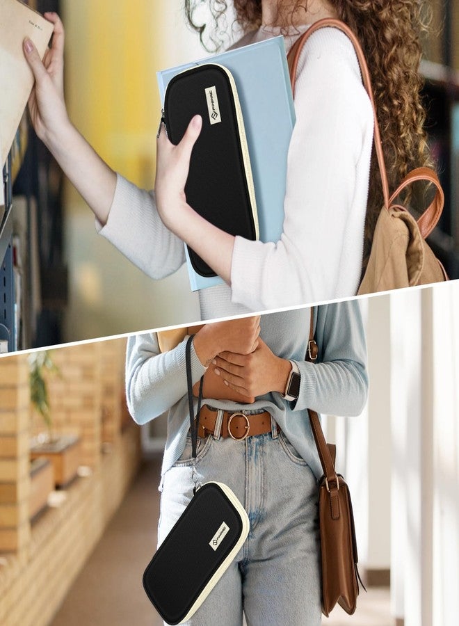 FINPAC Expandable Pencil Case, Large Capacity Pencil Box, Pen & Marker Storage Pouch Stationery Organizer for Men Women Outdoors, Pen Bag Office Supply (Beige and Black) - Image 5