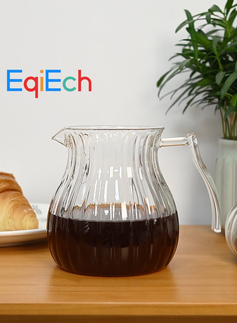 EqiEch V60 Coffee Server Pot Heat Resistant Borosilicate Glass Pour Over Coffee Maker 2-4 CUP Tea Kettle Hand Drip Coffee Jug Barista Server 650ml - Image 1