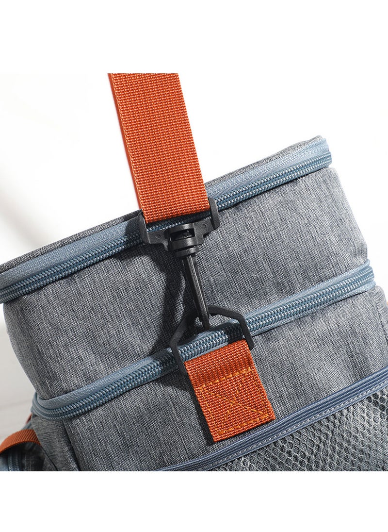 MIBRU Coffee tools bag gray Double Layer Thermal Lunch Bag Large Capacity Picnic Box Meal Pouch Food Insulated Cooler Delivery Bags for Women Men Kids  - Image 5