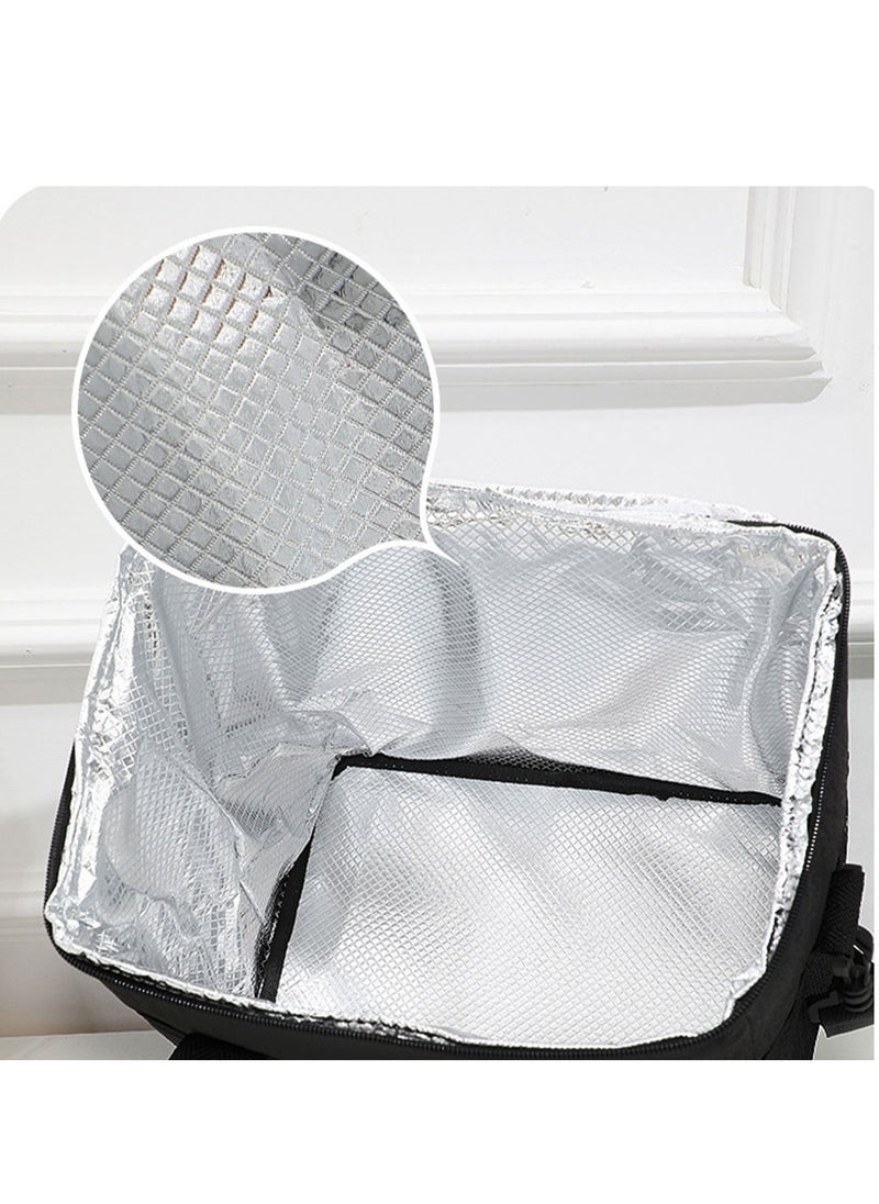 MIBRU Coffee tools bag gray Double Layer Thermal Lunch Bag Large Capacity Picnic Box Meal Pouch Food Insulated Cooler Delivery Bags for Women Men Kids  - Image 2