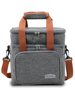 MIBRU Coffee tools bag gray Double Layer Thermal Lunch Bag Large Capacity Picnic Box Meal Pouch Food Insulated Cooler Delivery Bags for Women Men Kids  - Image 1
