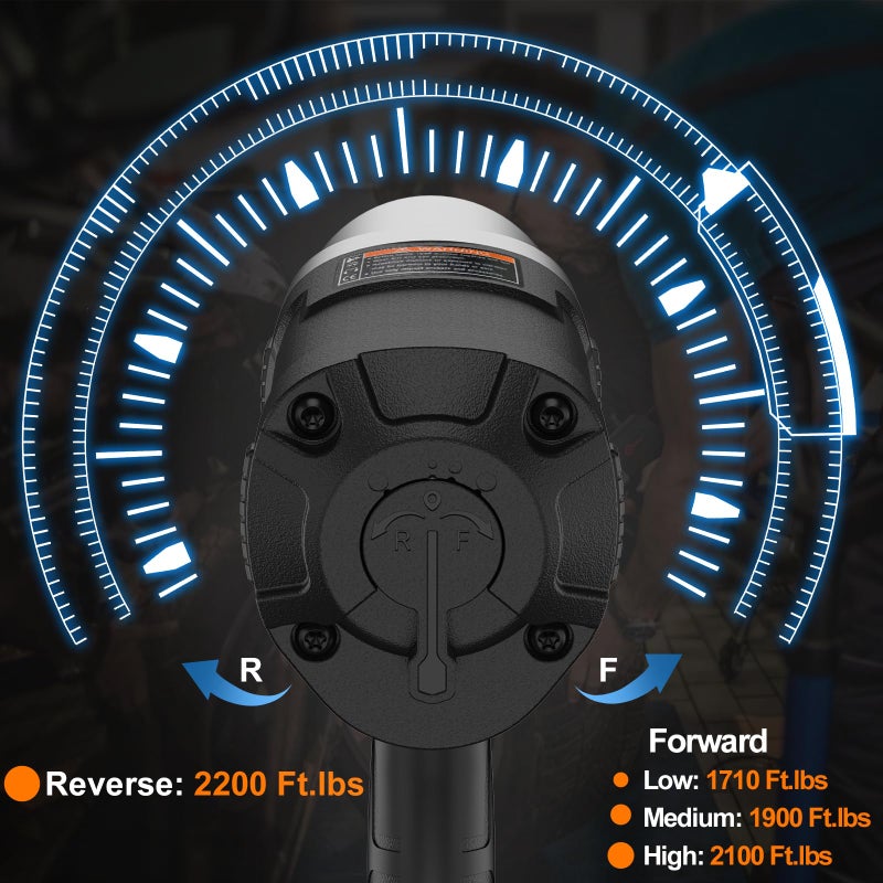 Trivd Frol Air Impact Wrench - 3/4 Inch Air Impact Gun, Up to 2100 Ft.lbs, 6000RPM High Torque Impact Driver, Twin Hammer Pneumatic Impact Wrench for Auto Repair, Tire Shop - Image 4