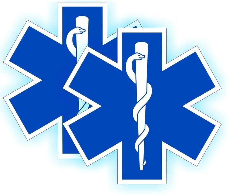 Generic Jay Graphics (2) REFLECTIVE Star of Life Hard Hat Stickers | Fire Rescue Helmet Motorcycle Vinyl Decals | Paramedic EMT Ambulance Labels Badges CPR AED First Aid Nurse RN DMT - Image 1