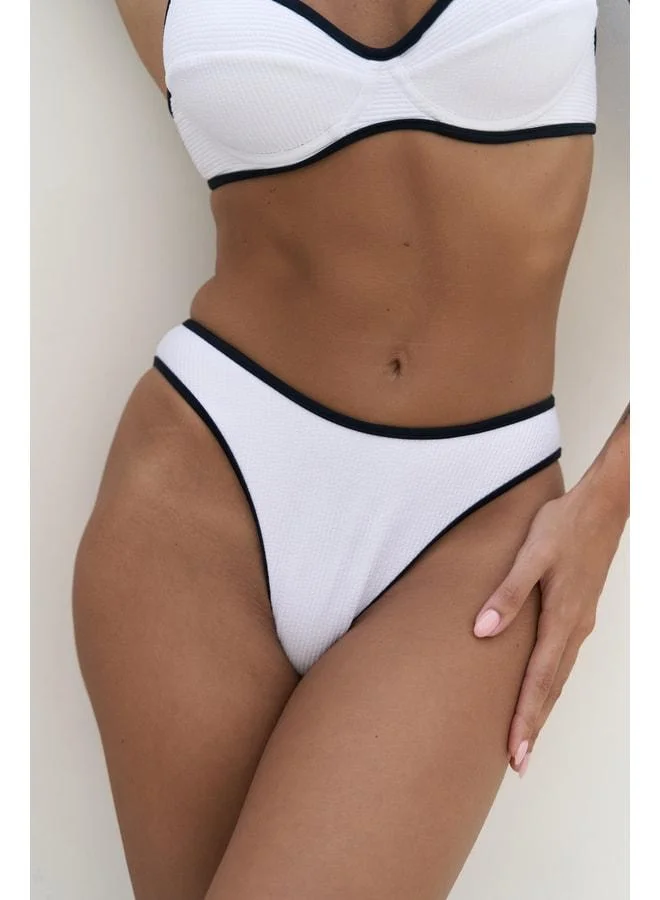 Bohemai  Laili Contrast Stripe Detailed White Bikini Bottom. for Women | Best Price UAE