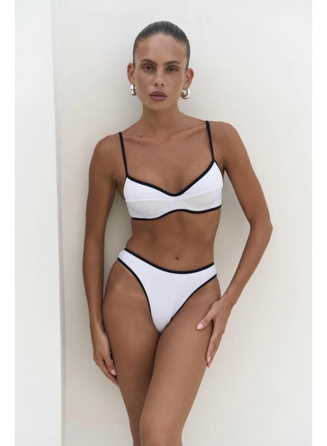 Bohemai  Laili Contrast Stripe Detailed White Bikini Bottom. for Women | Best Price UAE