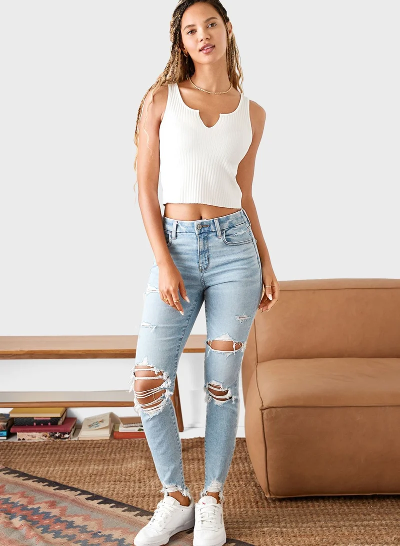 American Eagle High Waist Ripped Jeggings