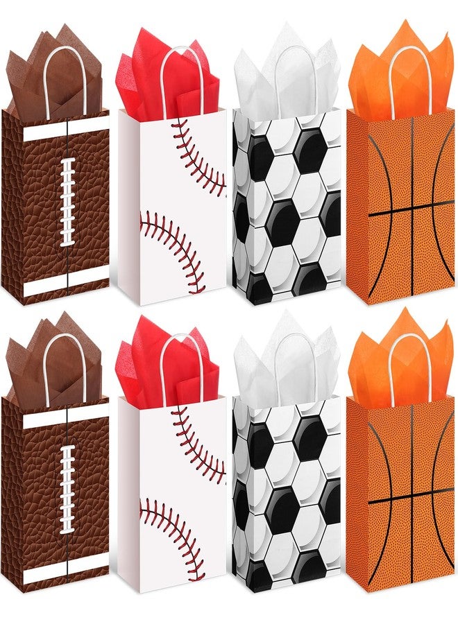Aoriher 24 Pcs Sports Party Favors with Tissue Paper, Sport Goodie Bags Soccer Treats Gift Candy Bags for Baseball Basketball Birthday Party Supplies Kids Boys Girls - Image 1
