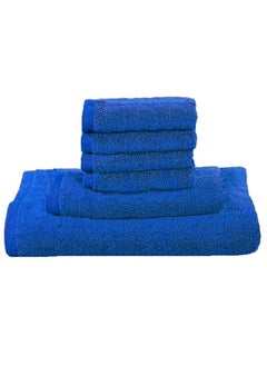 MAXQON 6-Pieces Towel Set - 100% Cotton 600 GSM, 1xBath Towel(70x140cm), 1xHand Towel(45x75cm), 4xFace Towel(30x30cm), Highly Absorbent Super Durable, Color-Blue  - Image 1