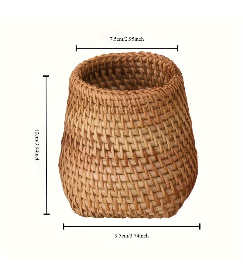 Handwoven Rattan Pen Holder Style C Stationery Organizer for Desk - Image 4