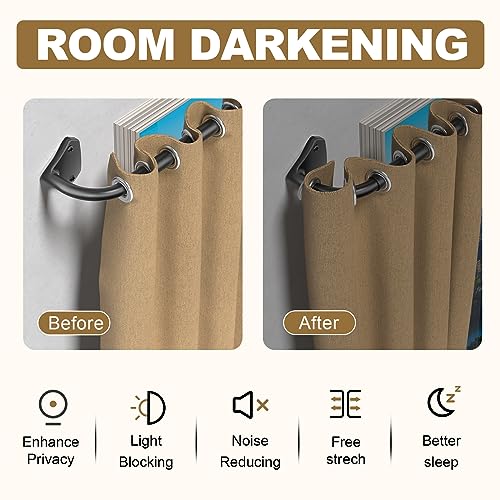 GXOACKJ Black Curtain Rods for Windows 66 to 120 inch, 5/8 inch Adjustable Wrap Around Blackout Curtain Rods for Bedroom & Outdoor - Image 2