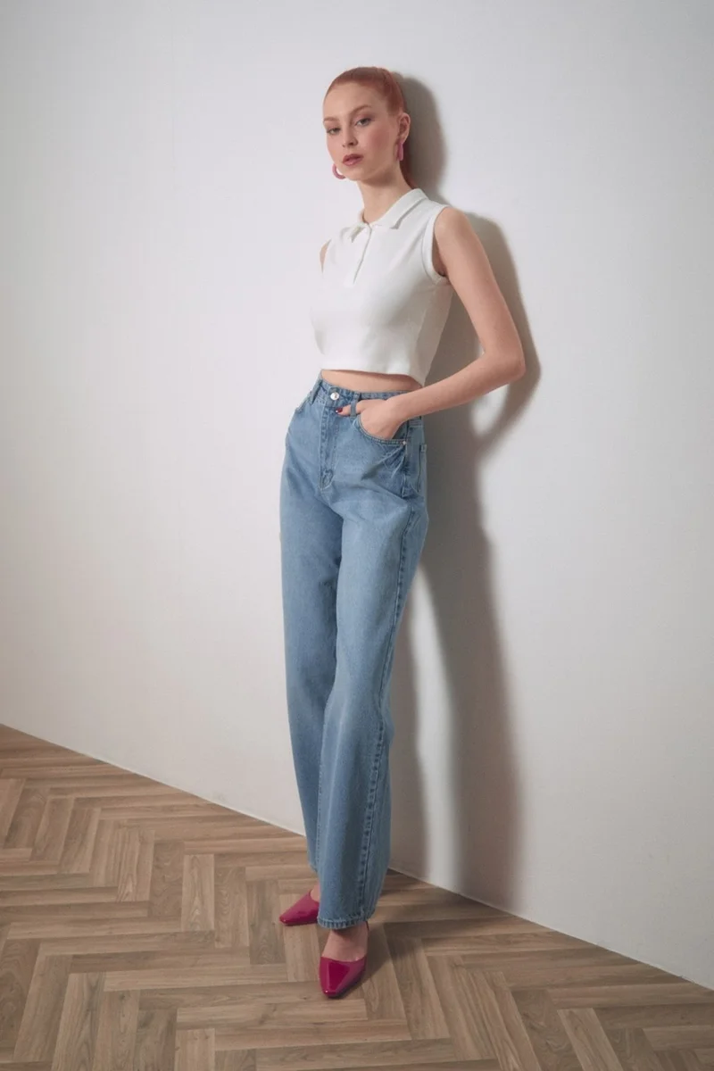 فولامودا Ribbed Polo Neck Crop Body