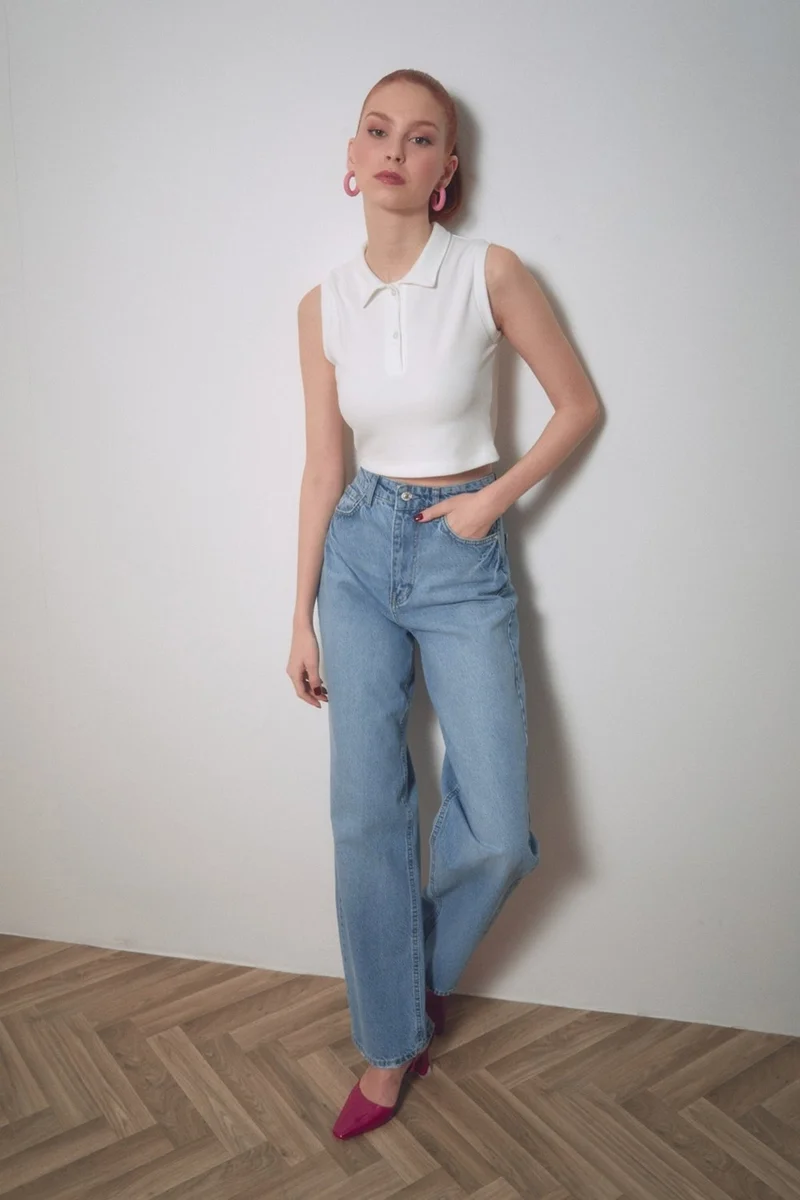 فولامودا Ribbed Polo Neck Crop Body