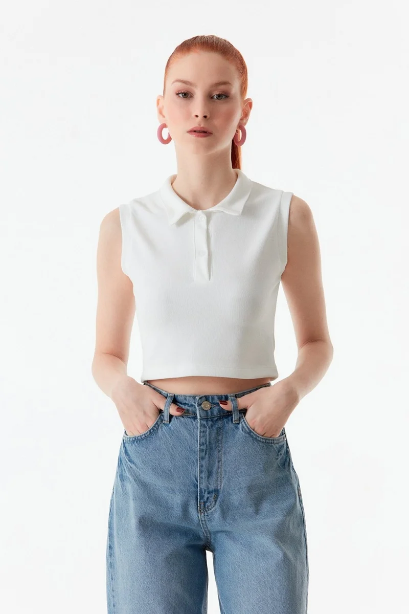 فولامودا Ribbed Polo Neck Crop Body