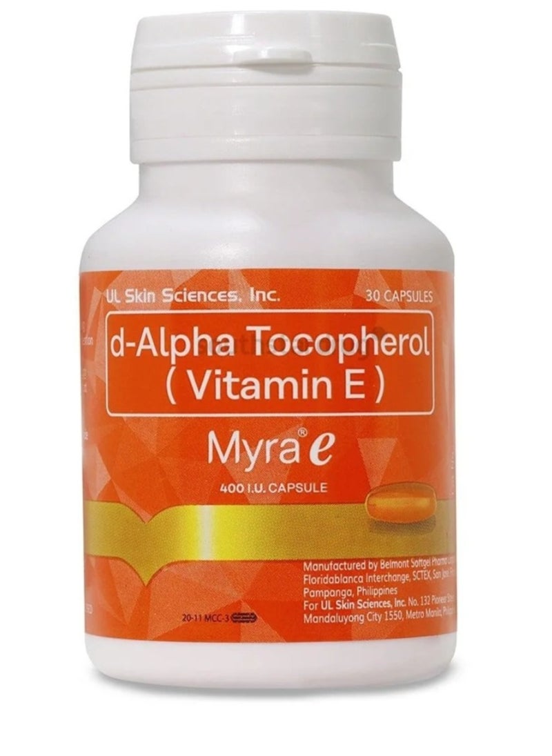 Myra E d-Alpha Tocopherol  Vitamin E Myra e 400 I.U.30CAPSULE  - Image 2
