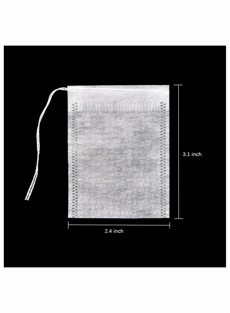 Zikra 100 Pcs Tea Filter Bags with Drawstring Design Food Grade Reusable for Cooking Soaking Medicinal Liquor Tea Coffee Filter Store Spices 2.4 * 3.1 inch - Image 3