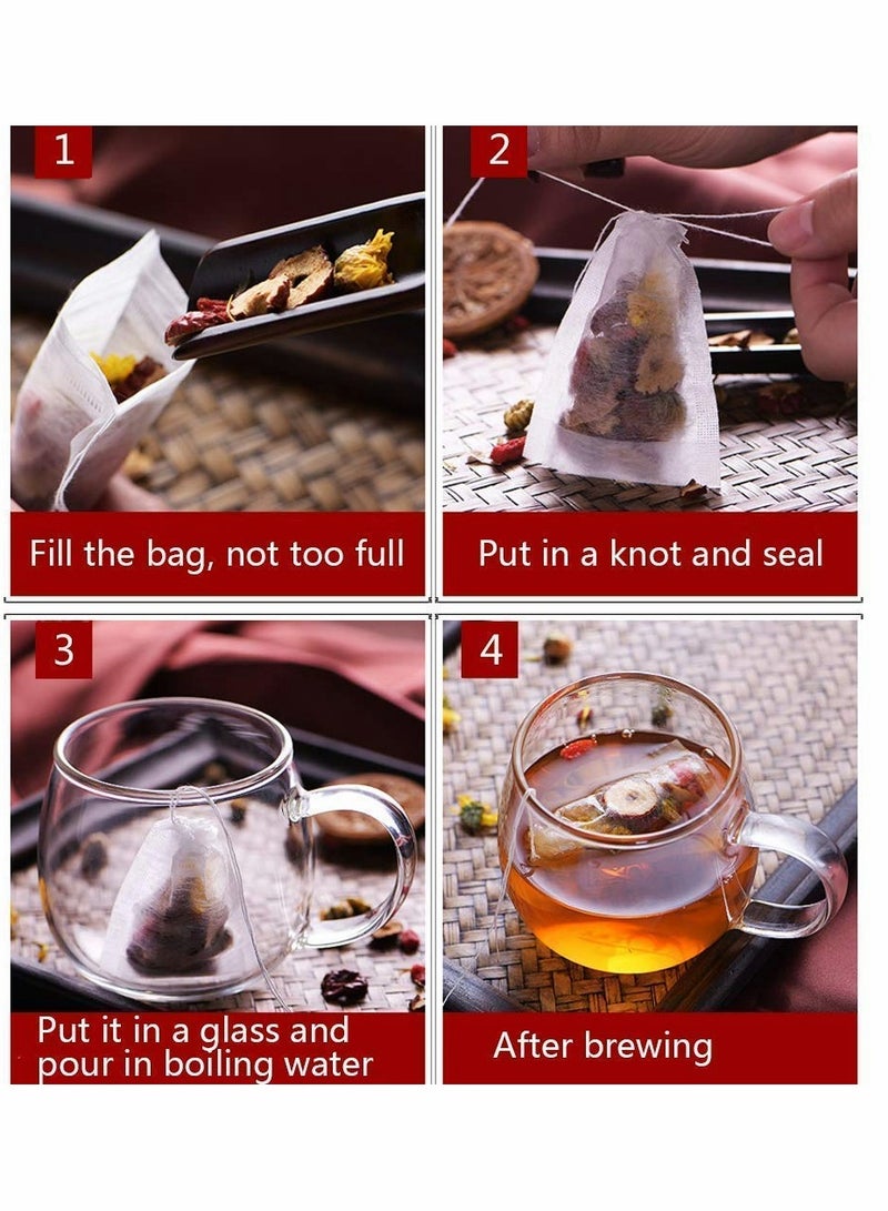 Zikra 100 Pcs Tea Filter Bags with Drawstring Design Food Grade Reusable for Cooking Soaking Medicinal Liquor Tea Coffee Filter Store Spices 2.4 * 3.1 inch - Image 4