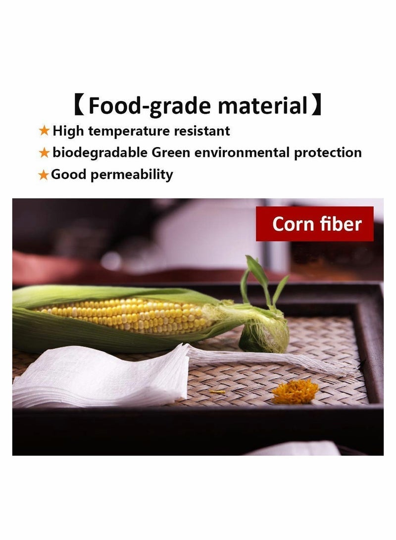 Zikra 100 Pcs Tea Filter Bags with Drawstring Design Food Grade Reusable for Cooking Soaking Medicinal Liquor Tea Coffee Filter Store Spices 2.4 * 3.1 inch - Image 2