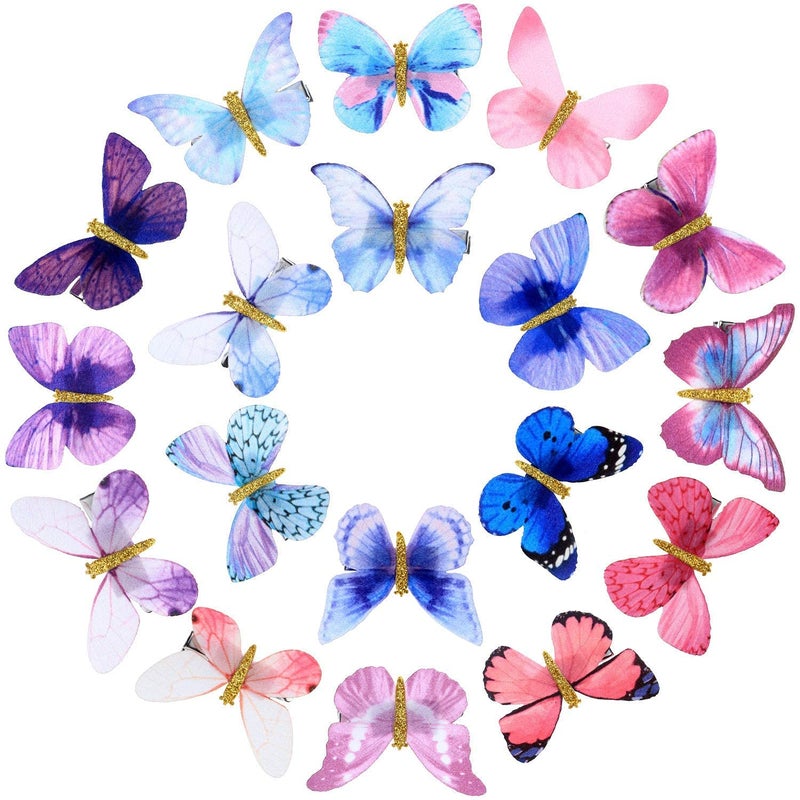 ZEPOLI Colorful Organza Chiffon Butterfly Wings Ribbon Wrapped Modelling Hair Clips Sets Small  6 - Image 1