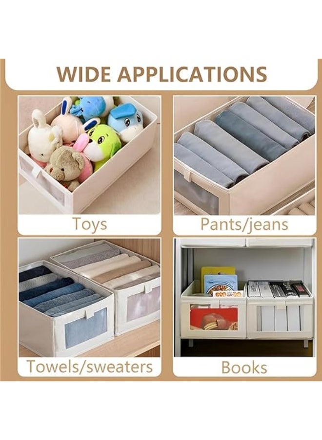 DUNISO 4 Pcs Foldable Closet Storage Organizer，Visible Wardrobe Drawer Organizers，Cotton Washable Clothes Storage Basket，for Baby Clothes,Bra,Scarves,Belt,Tie，41*28*17cm - Image 5