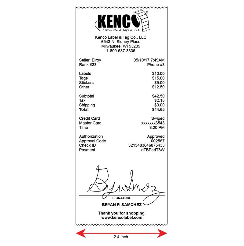 KENCO 2 7/16 Inches X 3,360 Inches Continuous Receipt Paper Rolls by KencoÂ®, Compatible with Dymo 30270 (6 PACK) - Image 4