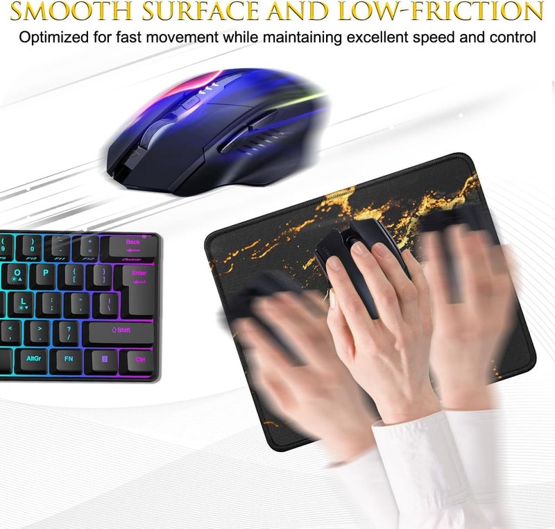 JIKIOU 3 Pack Mouse Pad with Stitched Edge, Comfortable Mouse Pads with Non-Slip Rubber Base, Washable Mousepads Bulk with Lycra Cloth, Mouse Pads for Computers Laptop Mouse 10.2x8.3in Yellow Gilding - Image 4