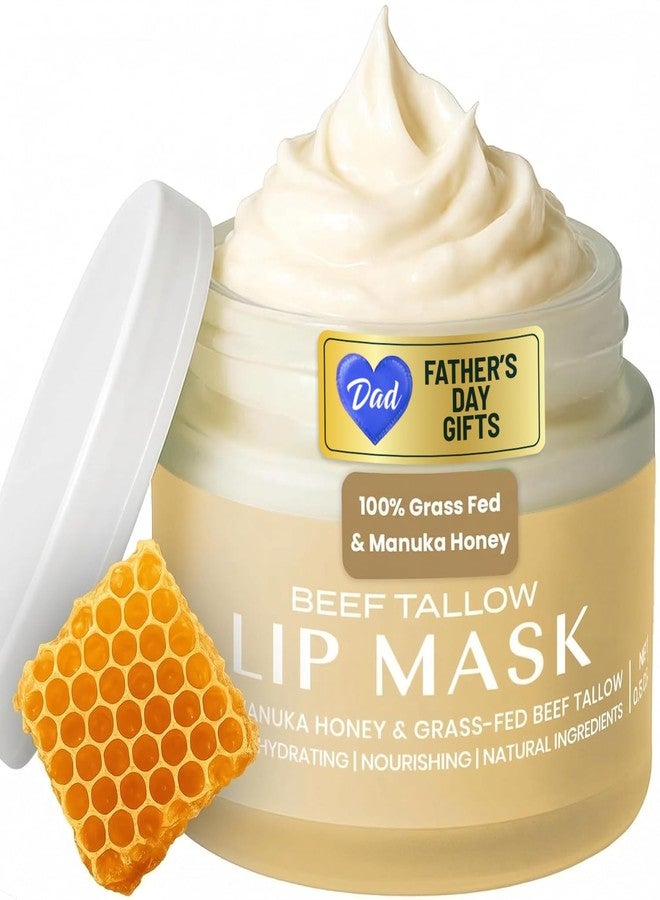 Body Restore Beef Tallow Lip Mask – Fathers Day Gift for Dad from Daughter Son Wife, Hydrating Overnight Lip Treatment with Manuka Honey, Self Care Gifts for Men, Vanilla - Image 1