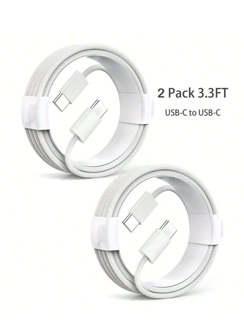 USB C to USB C Charging Cable 3ft 60W 2Pack, USB C Cable for Charging Apple, Type C to Type C Fast Charger Cord Compatible for iPhone 15/15 Pro/15 Pro Max/15 Plus,iPad Pro, Air5, MacBook Air (White)