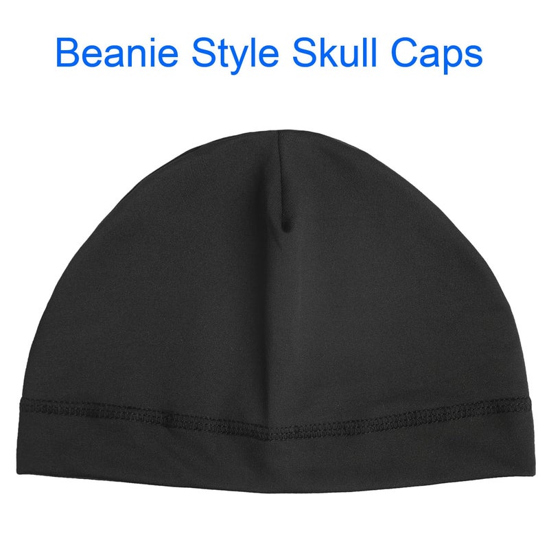 Kninmdor Sweat Wicking Skull Caps Black Cooling Helmet Liner Hat Running Beanie Cycling Skullcap Sleeping Cap for Men Women (Black Sets) - Image 4