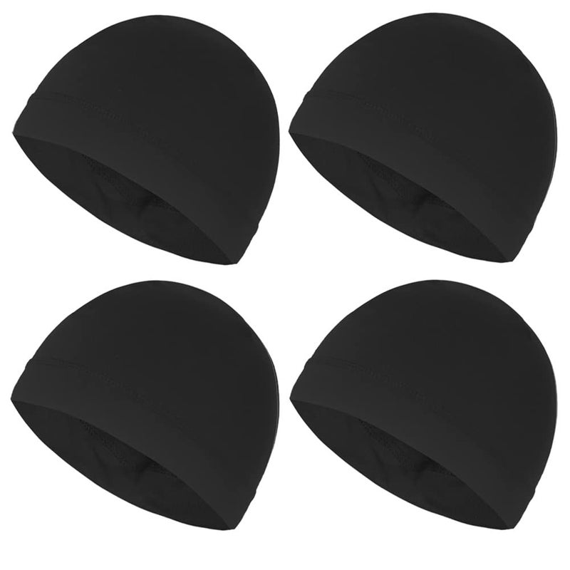 Kninmdor Sweat Wicking Skull Caps Black Cooling Helmet Liner Hat Running Beanie Cycling Skullcap Sleeping Cap for Men Women (Black Sets) - Image 1