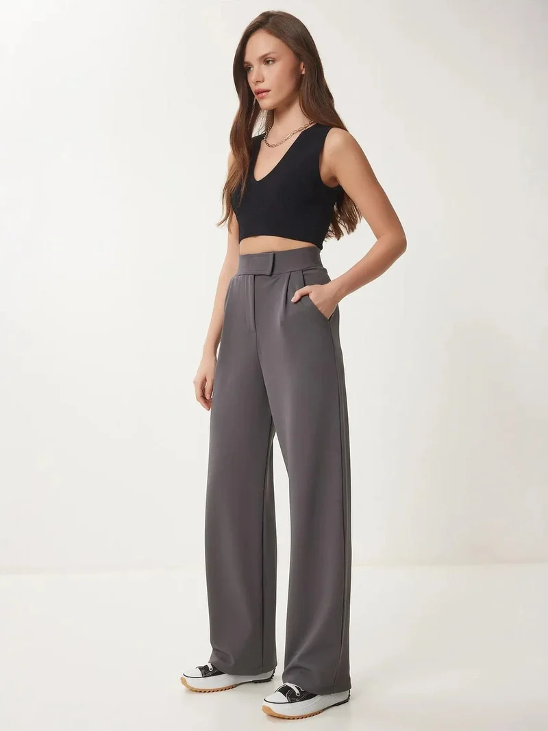 إسطنبول الساحرة ISTANBUL High Waist Textured Palazzo Pants