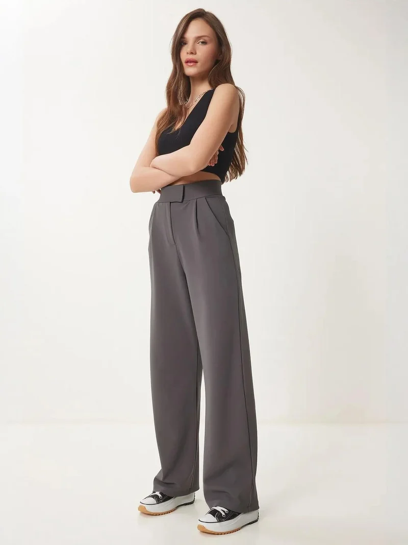 إسطنبول الساحرة ISTANBUL High Waist Textured Palazzo Pants