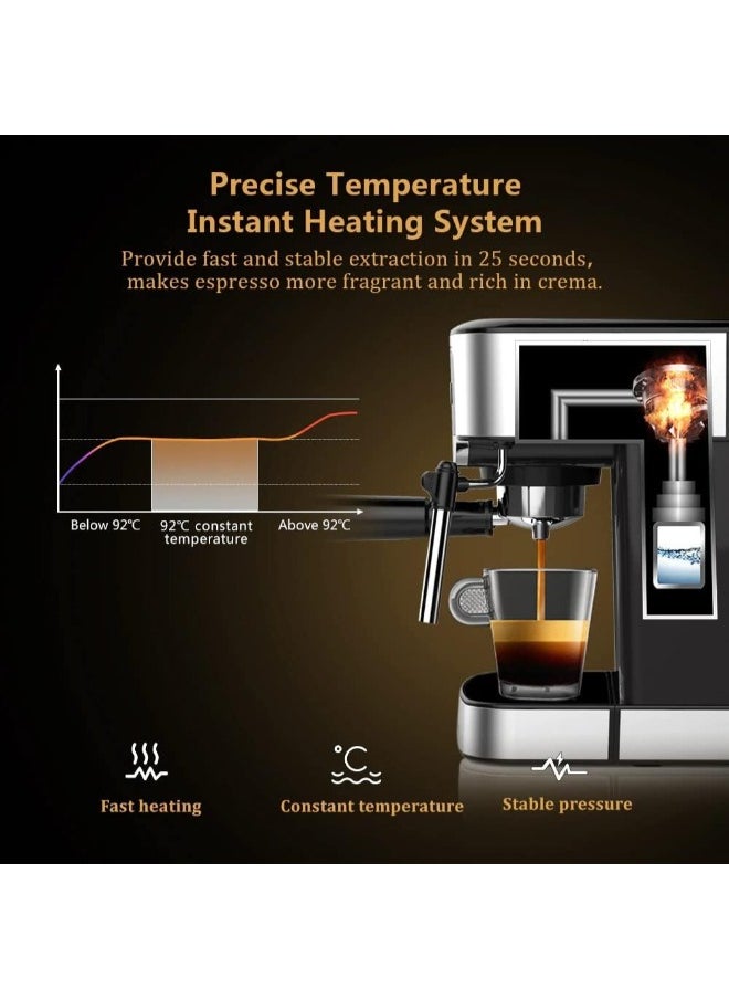 Generic - Traditional Barista Pump Espresso Machine 15-Bar, Coffee and Cappuccino Maker with Adjustable Milk Frother, Coffee Machine for Rich Espresso, Latte, Macchiato, Automatic Steam Pump, 1450W Coffee Maker - Image 1