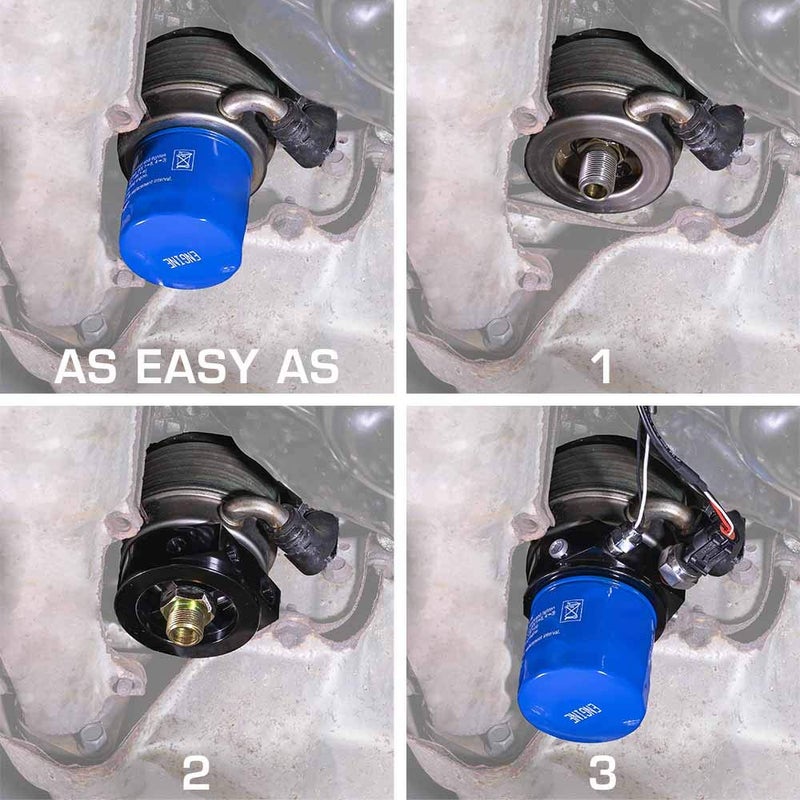 GlowShift Oil Filter Sandwich Plate Thread Adapter - 20mm x 1.5 Thread - Install up to (4) 1/8-27 NPT Oil Pressure & Temperature Sensors - Includes O-Ring & Port Plugs - Image 3