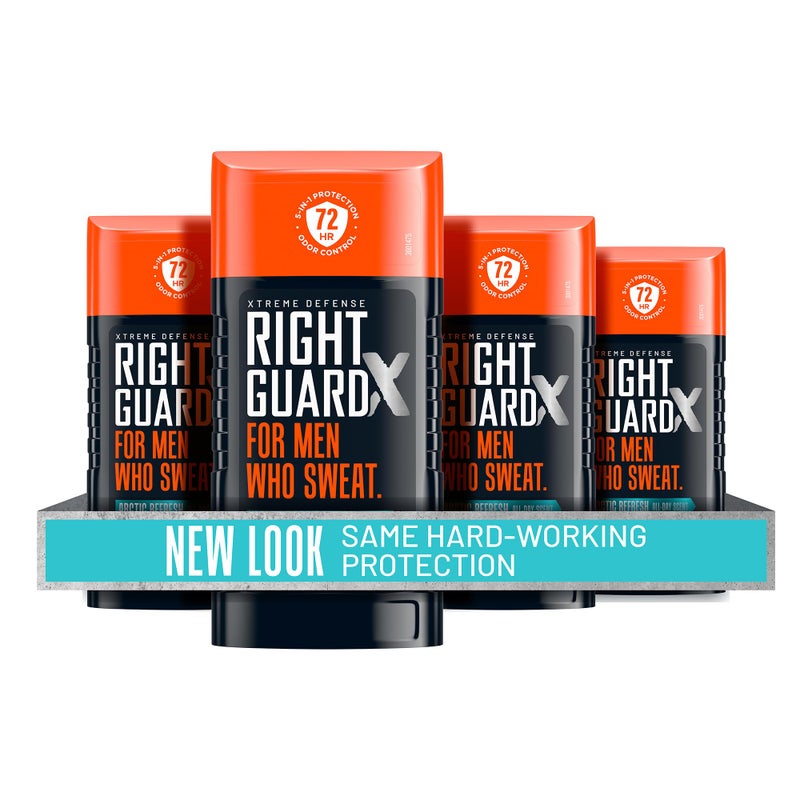 Right Guard Xtreme Defense Invisible Solid, Antiperspirant Deodorant, Arctic Refresh Scent - 5-in-1 Deodorant for Men, 72-Hour Odor Control, 2.6 oz (4 Pack) - Image 1