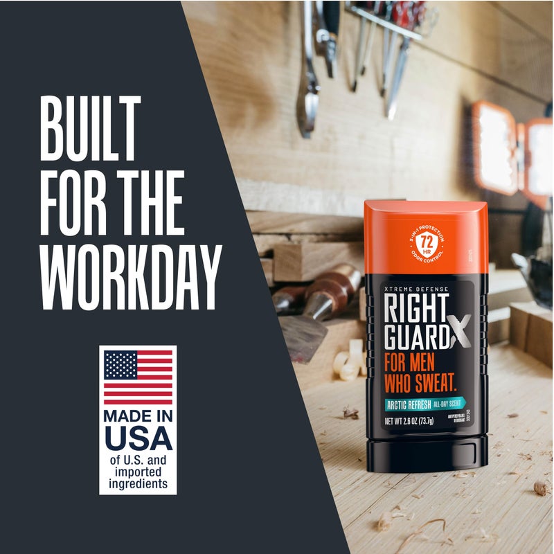 Right Guard Xtreme Defense Invisible Solid, Antiperspirant Deodorant, Arctic Refresh Scent - 5-in-1 Deodorant for Men, 72-Hour Odor Control, 2.6 oz (4 Pack) - Image 5