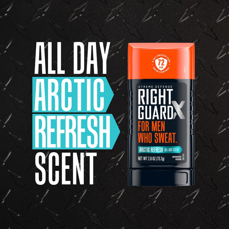 Right Guard Xtreme Defense Invisible Solid, Antiperspirant Deodorant, Arctic Refresh Scent - 5-in-1 Deodorant for Men, 72-Hour Odor Control, 2.6 oz (4 Pack) - Image 4
