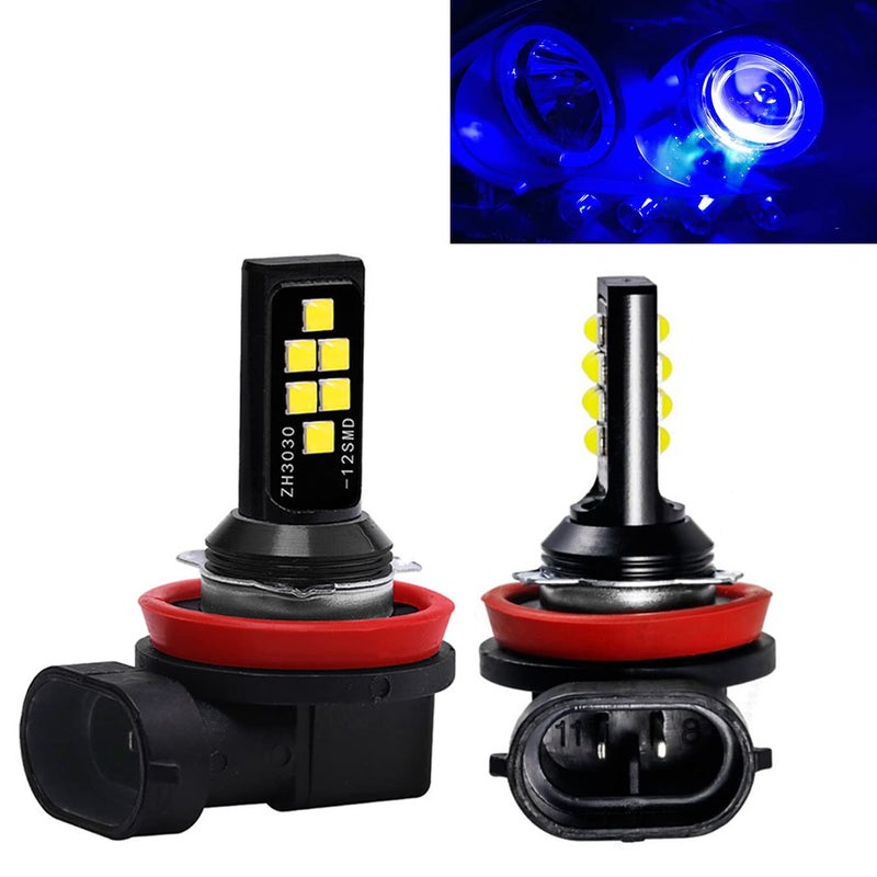 SOCALLED LIGHTING 2x H11 H8 LED Fog Light Bulb for Powersports Advanced 3030 SMD Bright Colorful Daytime Running DRL Lamp Dark Blue